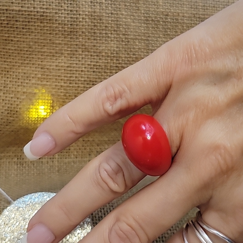 FUNKY RETRO DOME RINGS, CHOICE OF COLOR - Picture 6 of 7